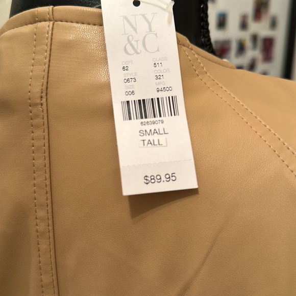 New York and Company, Faux Leather shirt dress with gold buttons - Picture 3 of 5